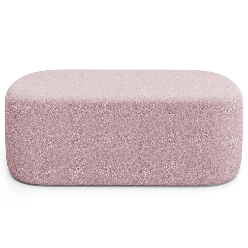 Cabeceira Cama Box 100cm Lanna Com Puff Recamier Doha W01 Bouclê Rosê - Lyam Decor - 9