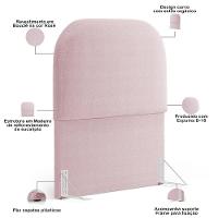Cabeceira Cama Box 100cm Lanna Com Puff Recamier Doha W01 Bouclê Rosê - Lyam Decor - 2