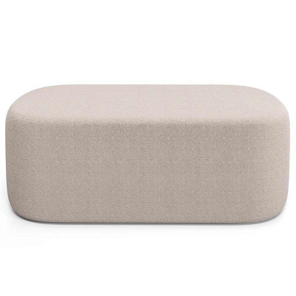 Cabeceira Cama Box 100cm Lanna Com Puff Recamier Doha W01 Bouclê Creme - Lyam Decor - 4