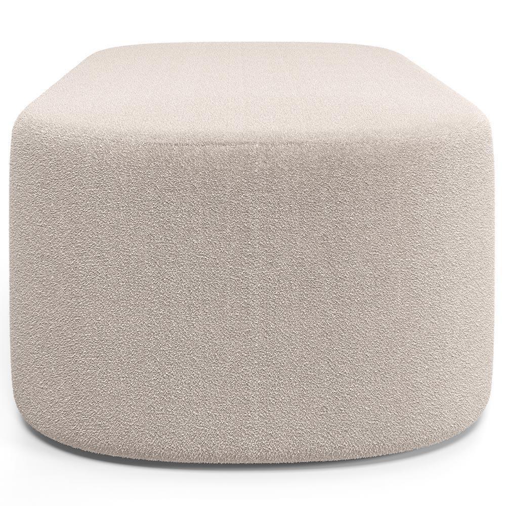 Cabeceira Cama Box 100cm Lanna Com Puff Recamier Doha W01 Bouclê Creme - Lyam Decor - 10