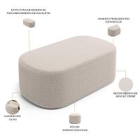 Cabeceira Cama Box 100cm Lanna Com Puff Recamier Doha W01 Bouclê Creme - Lyam Decor - 6