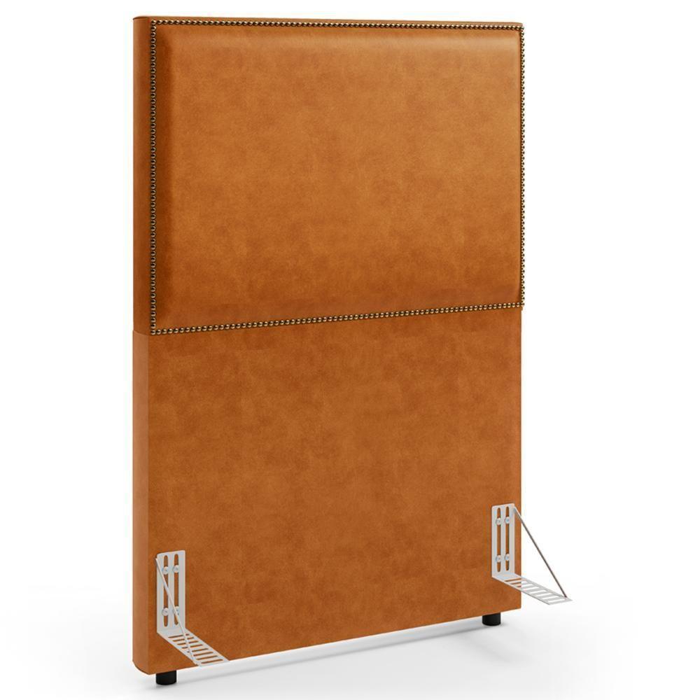 Cabeceira Box Solteiro Com Tachas 100 Cm Vicenza L02 Couríssimo Canela - Lyam Decor - 1