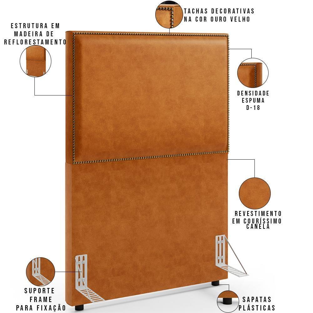 Cabeceira Box Solteiro Com Tachas 100 Cm Vicenza L02 Couríssimo Canela - Lyam Decor - 7