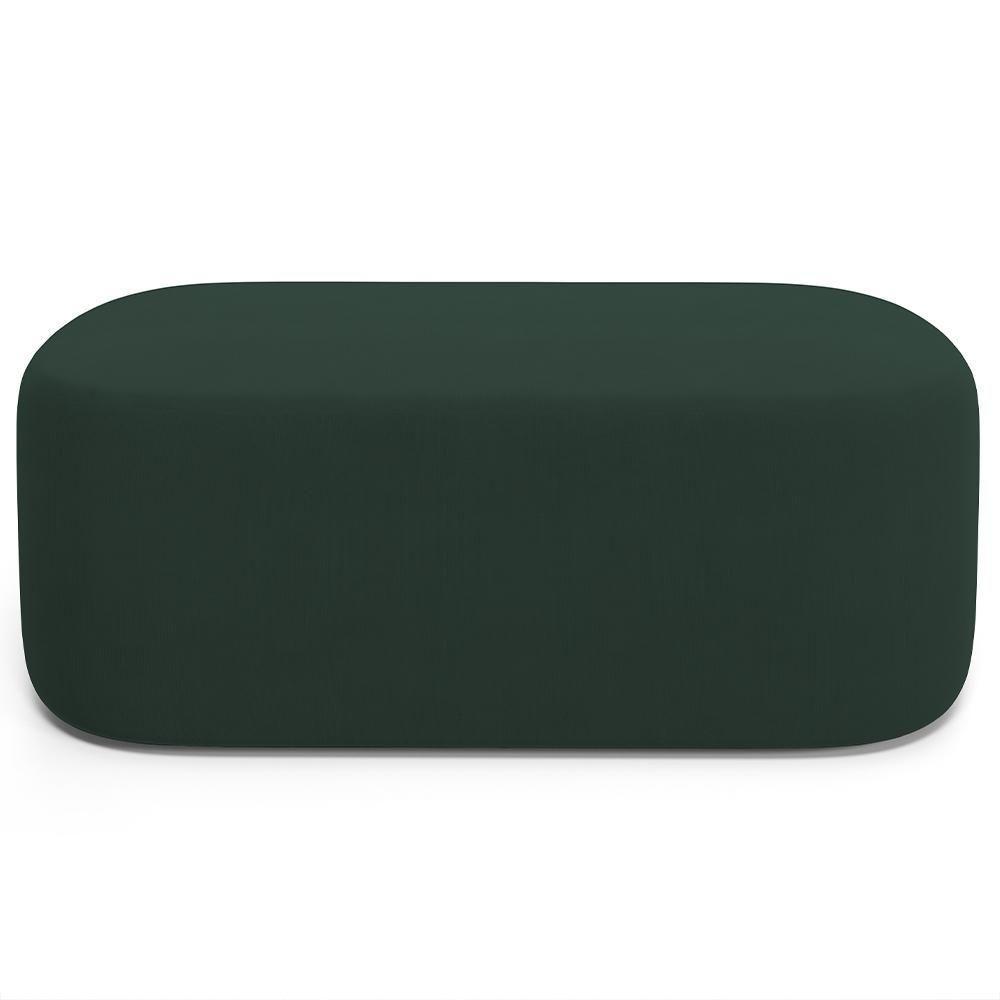 Cabeceira Cama Box 100cm Lanna Com Puff Recamier Doha W01 Suede Verde Musgo - Lyam Decor - 4