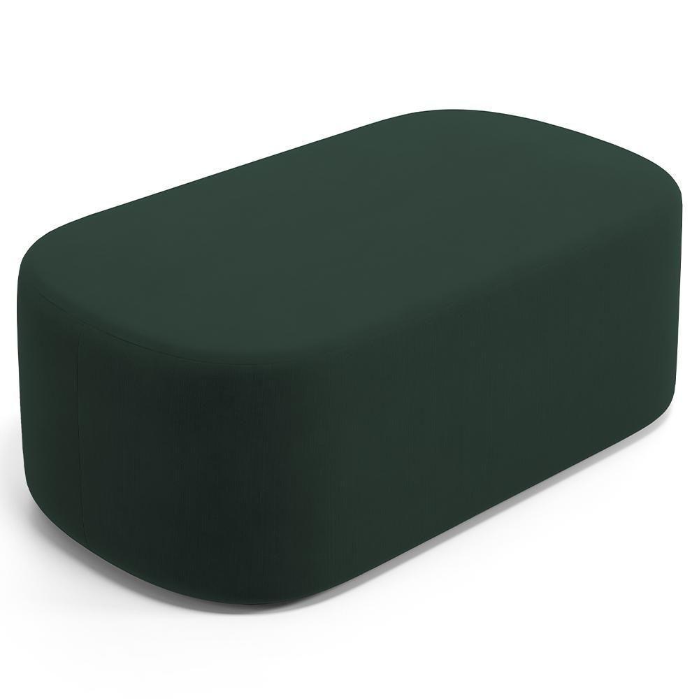 Cabeceira Cama Box 100cm Lanna Com Puff Recamier Doha W01 Suede Verde Musgo - Lyam Decor - 10
