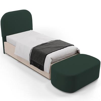 Cabeceira Lanna para Cama Box 100cm em Madeira Maciça com Revestimento Suede Verde Musgo