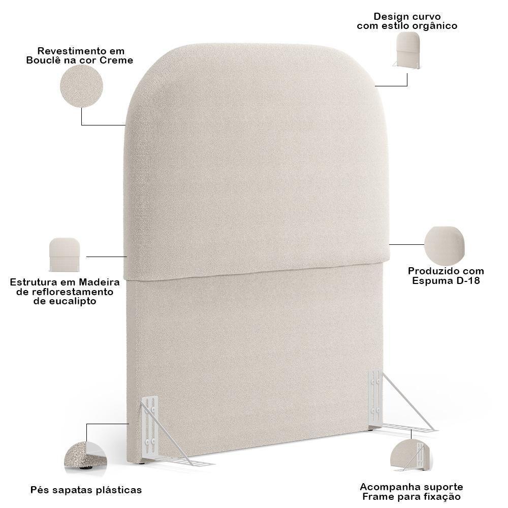 Cabeceira Cama Box 100cm Orgânica Lanna W01 Bouclê Creme - Lyam Decor - 4