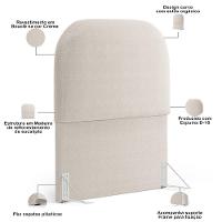Cabeceira Cama Box 100cm Orgânica Lanna W01 Bouclê Creme - Lyam Decor