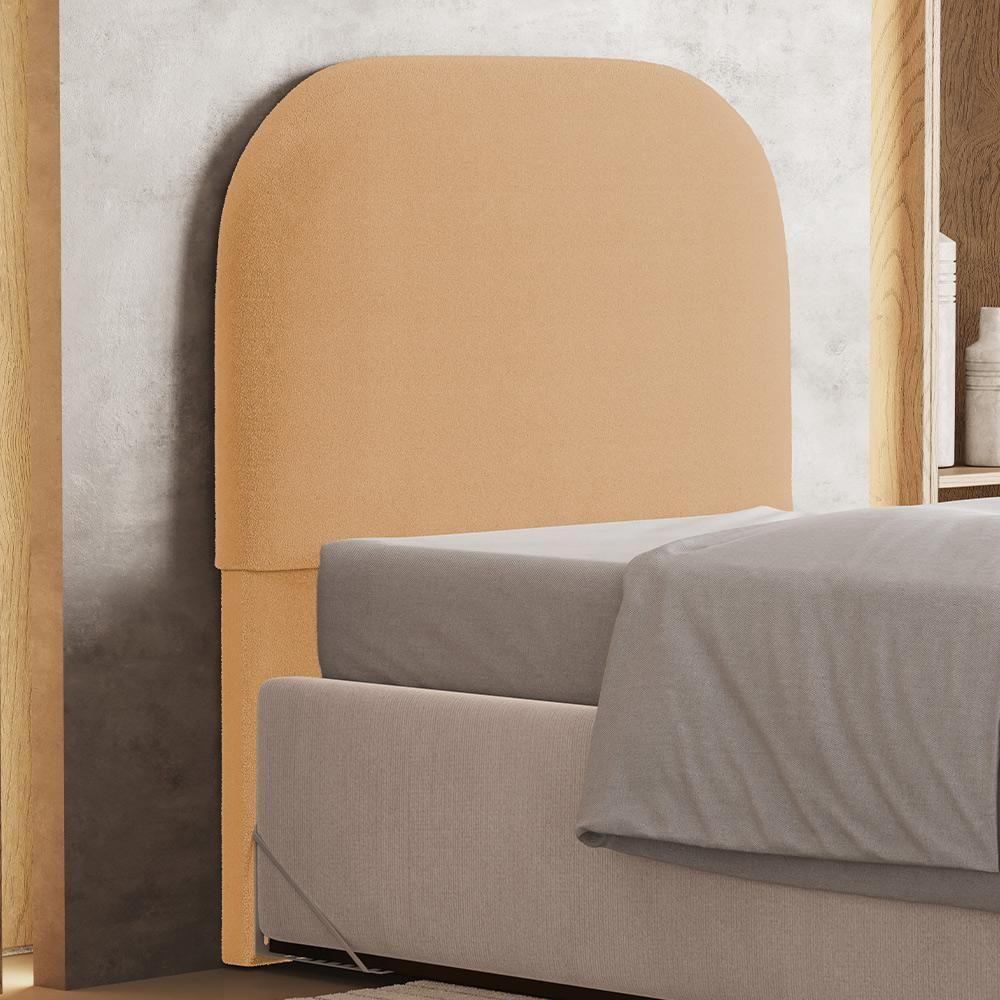 Cabeceira Cama Box 100cm Orgânica Lanna W01 Bouclê Mostarda - Lyam Decor - 2