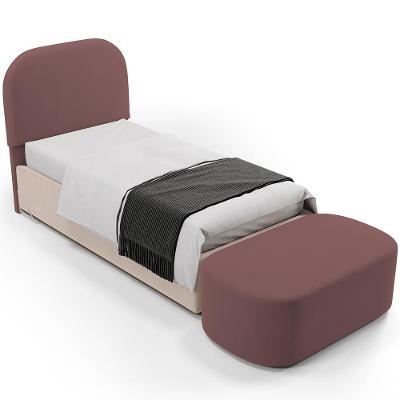 Cabeceira Lanna para Cama Box Casal 100cm em Madeira Maciça Estofada com Suede Rosê