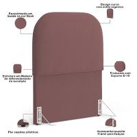 Cabeceira Cama Box 100cm Lanna Com Puff Recamier Doha W01 Suede Rosê - Lyam Decor