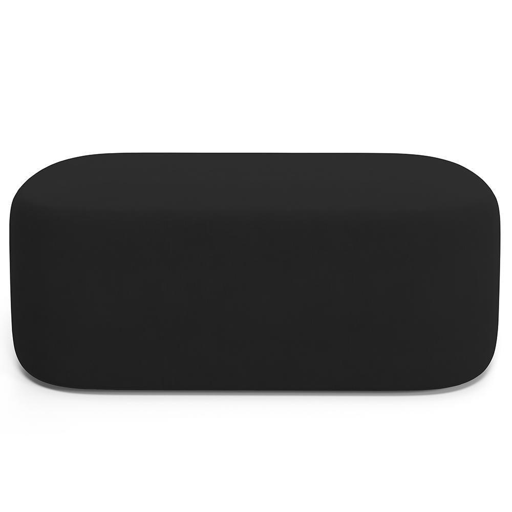 Cabeceira Cama Box 100cm Lanna Com Puff Recamier Doha W01 Suede Preto - Lyam Decor - 4