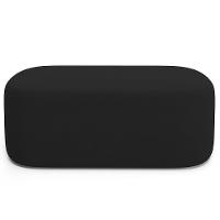 Cabeceira Cama Box 100cm Lanna Com Puff Recamier Doha W01 Suede Preto - Lyam Decor