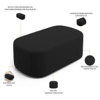 Cabeceira Cama Box 100cm Lanna Com Puff Recamier Doha W01 Suede Preto - Lyam Decor - 6