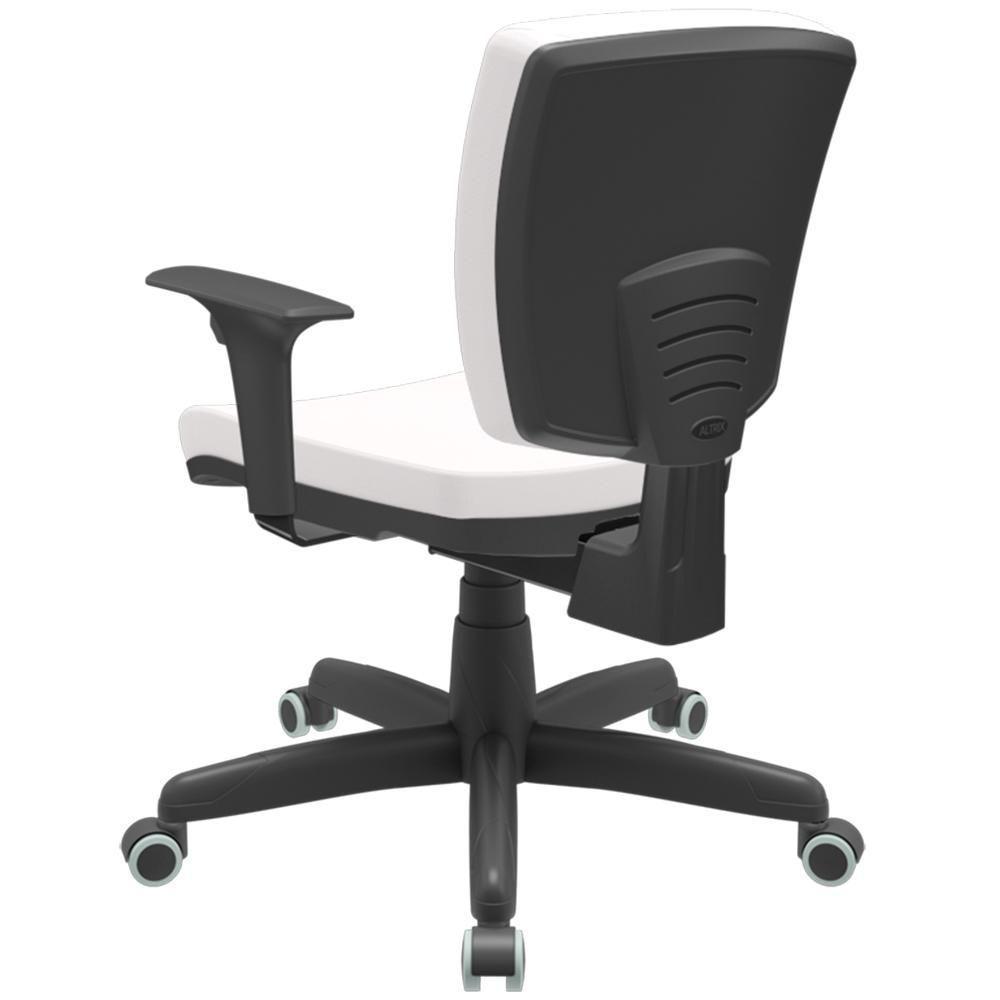 Cadeira De Escritório Executiva Office Base Giratória Preto Baixa Flexi P03 Vinil Branco - Lyam - 7