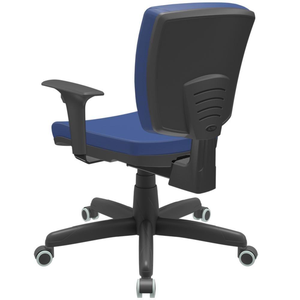 Cadeira De Escritório Executiva Office Base Giratória Preto Baixa Flexi P03 Vinil Azul - Lyam - 7
