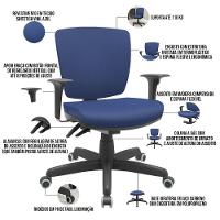 Cadeira De Escritório Executiva Office Base Giratória Preto Baixa Flexi P03 Vinil Azul - Lyam