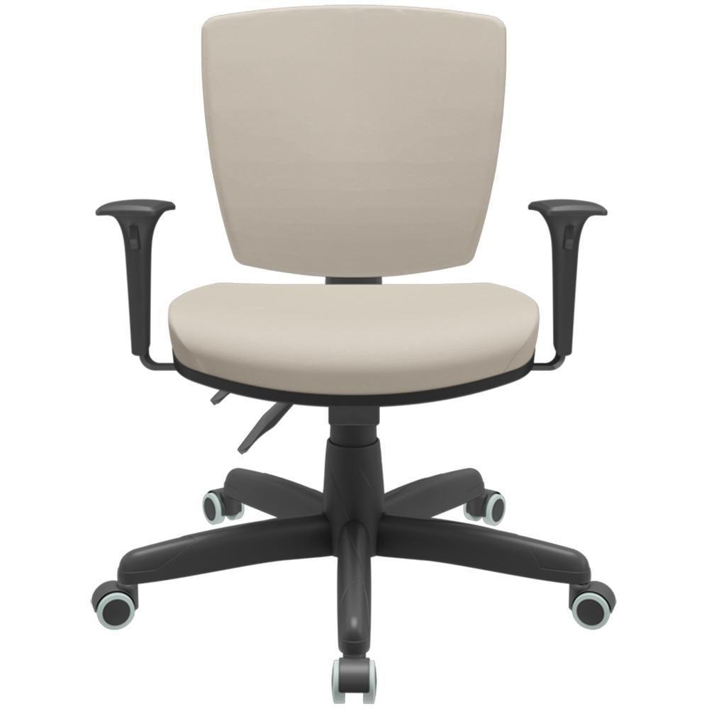 Cadeira De Escritório Executiva Office Base Giratória Preto Baixa Flexi P03 Vinil Bege - Lyam - 3