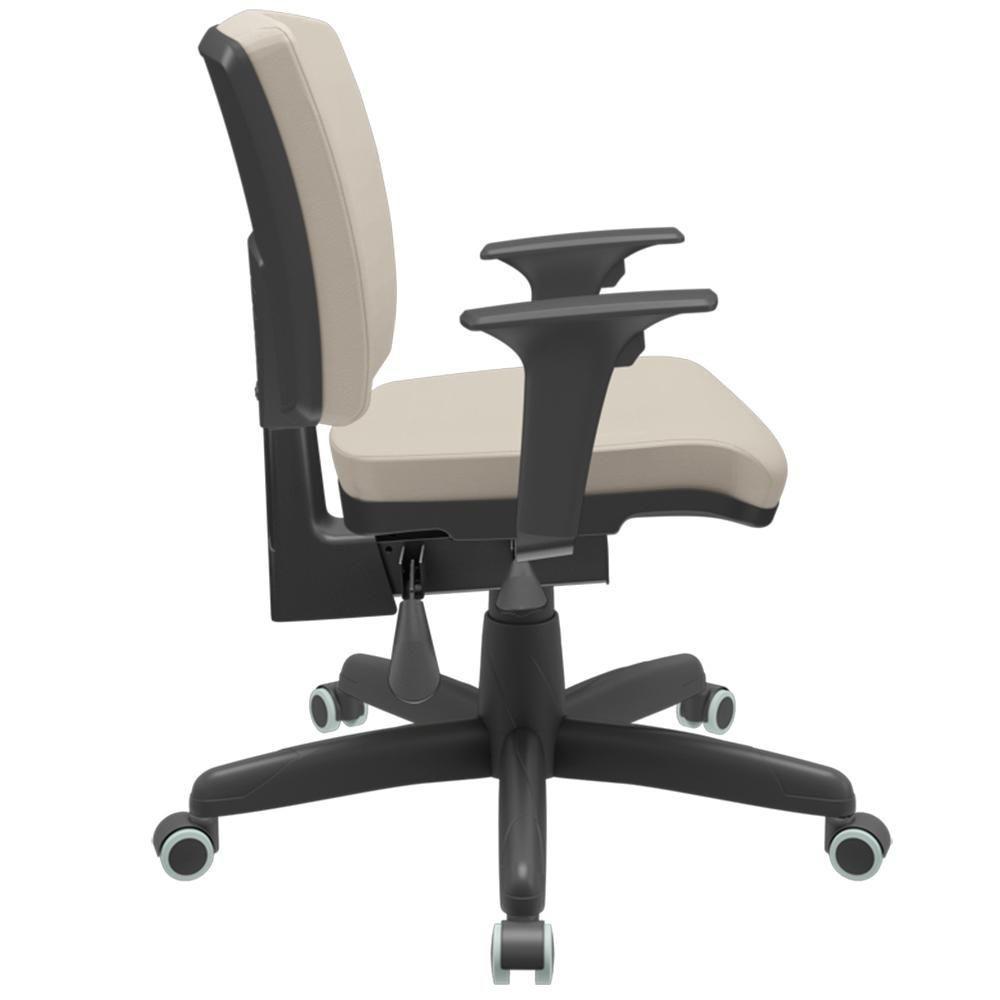 Cadeira De Escritório Executiva Office Base Giratória Preto Baixa Flexi P03 Vinil Bege - Lyam - 6