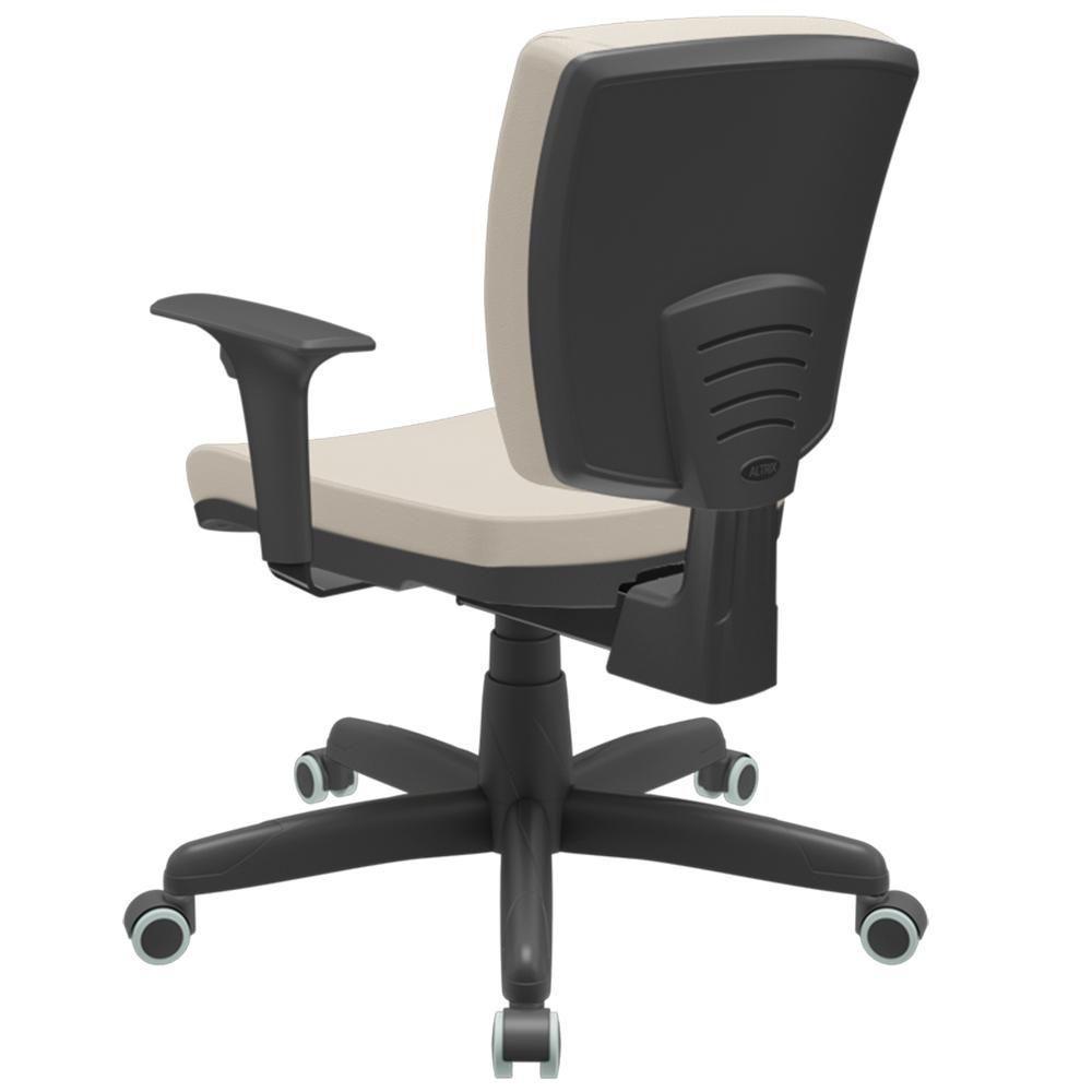Cadeira De Escritório Executiva Office Base Giratória Preto Baixa Flexi P03 Vinil Bege - Lyam - 7