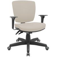 Cadeira De Escritório Executiva Office Base Giratória Preto Baixa Flexi P03 Vinil Bege - Lyam - 1