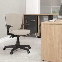 Cadeira De Escritório Executiva Office Base Giratória Preto Baixa Flexi P03 Vinil Bege - Lyam - 2