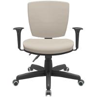 Cadeira De Escritório Executiva Office Base Giratória Preto Baixa Flexi P03 Vinil Bege - Lyam - 3