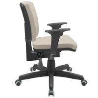 Cadeira De Escritório Executiva Office Base Giratória Preto Baixa Flexi P03 Vinil Bege - Lyam - 6
