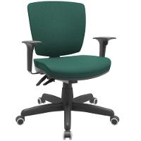 Cadeira De Escritório Executiva Office Base Giratória Preto Baixa Flexi P03 Poliéster Verde - Lyam - 1
