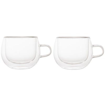 Conjunto De Xícaras Para Chá E Cappuccino 240ml Vidro Duplo 2 Peças Lyor