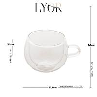 Conjunto De Xícaras Para Chá E Cappuccino 240ml Vidro Duplo 2 Peças Lyor - 3