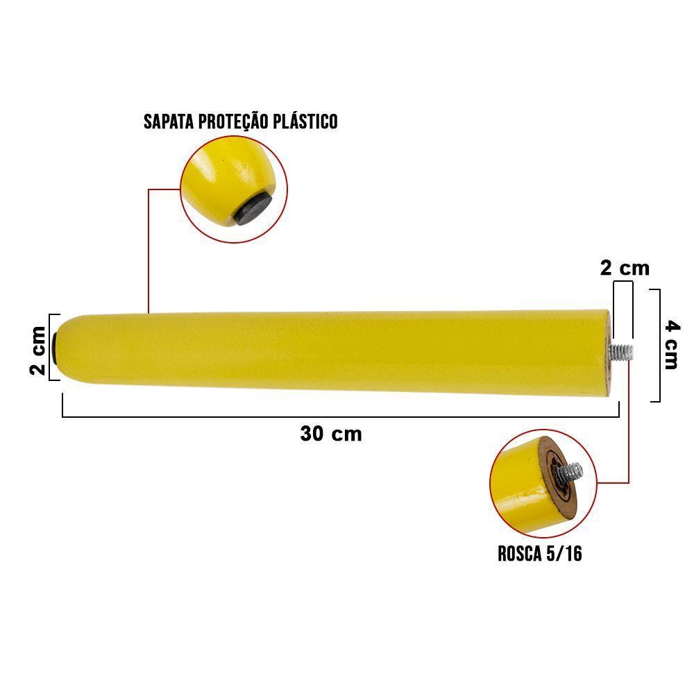 1 Pé Palito Amarelo 30 Cm Com Rosca Metal Para Móveis D10 - D'rossi - 4