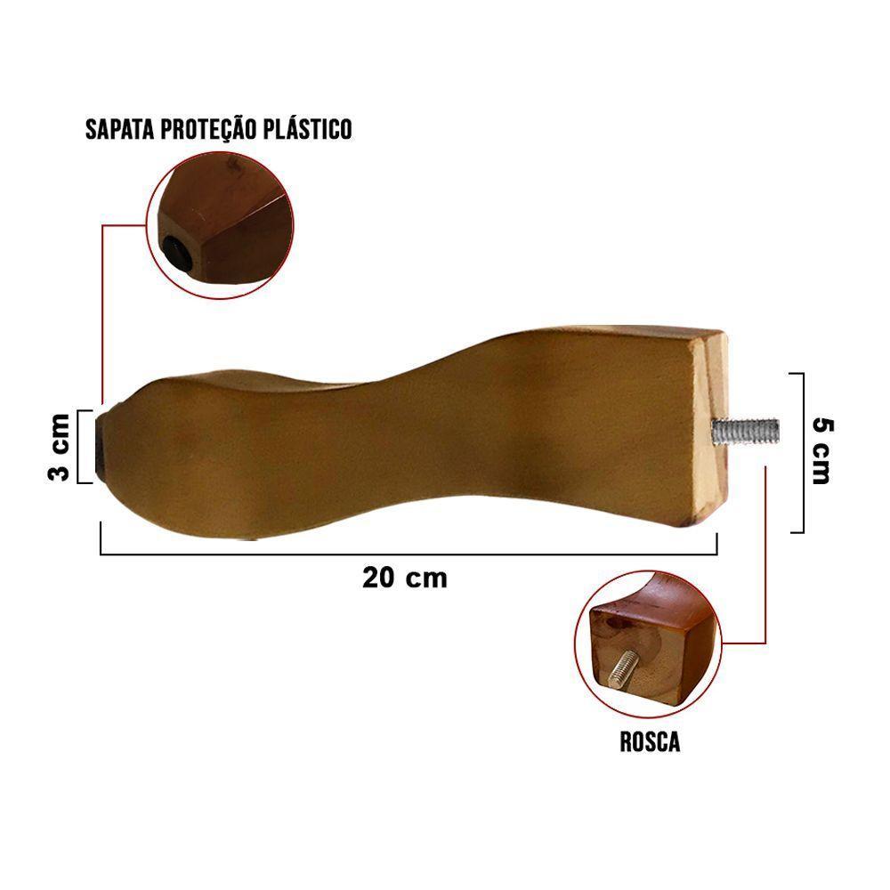 1 Pé Retrô Castanho 20 Cm Com Rosca Metal Para Móveis D10 - D'rossi - 3