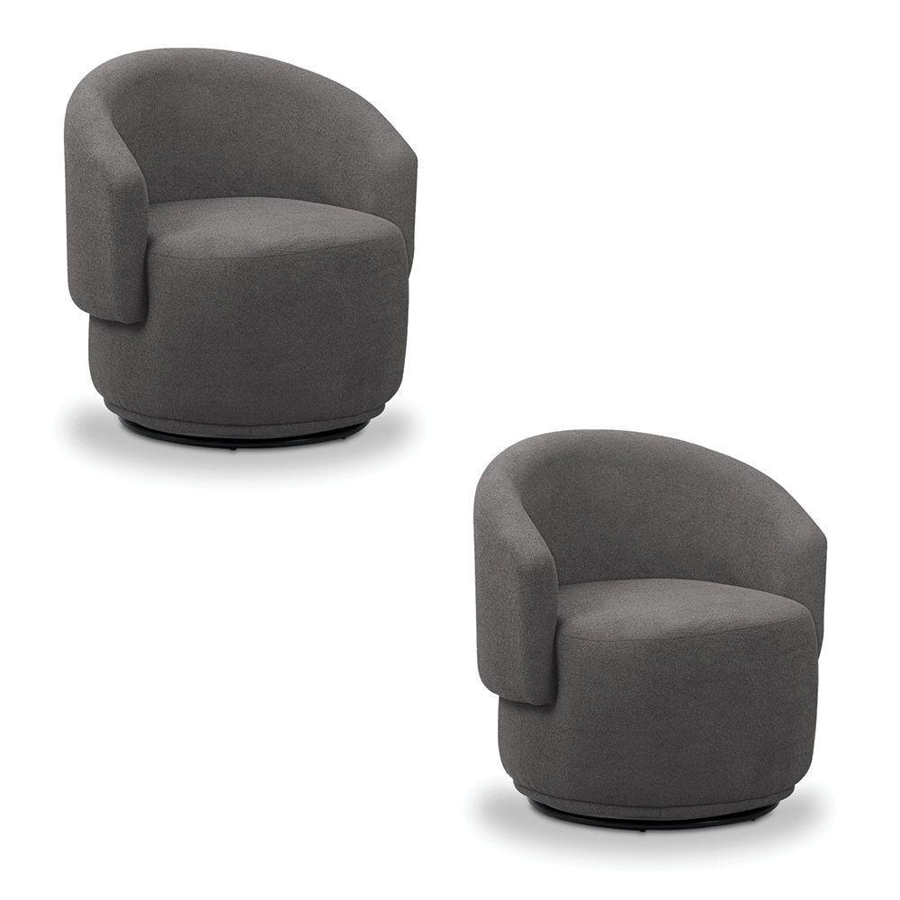 Poltrona Decorativa Orgânica Kit 2 Névoa Bouclê E03 - D'rossi Cinza Escuro - 2