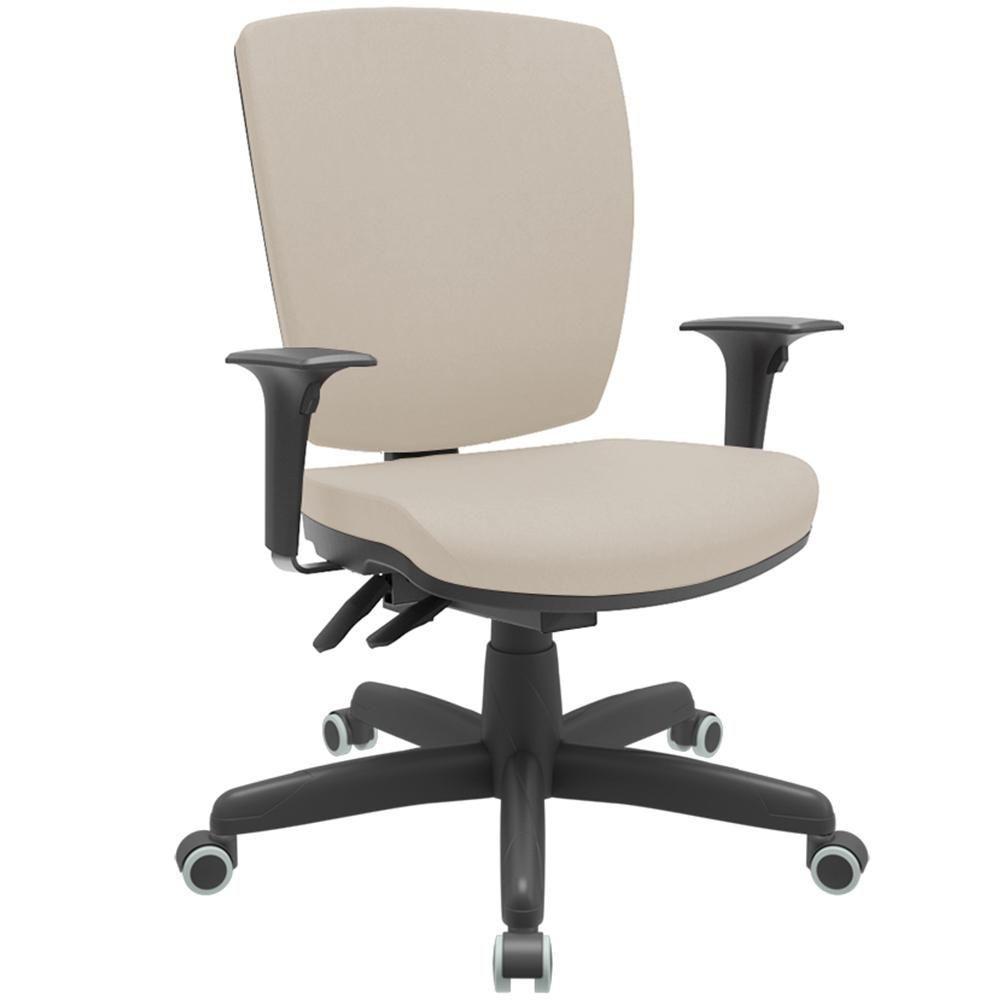 Cadeira De Escritório Diretor Office Base Giratória Preto Alta Flexi P03 Vinil Bege - Lyam - 1