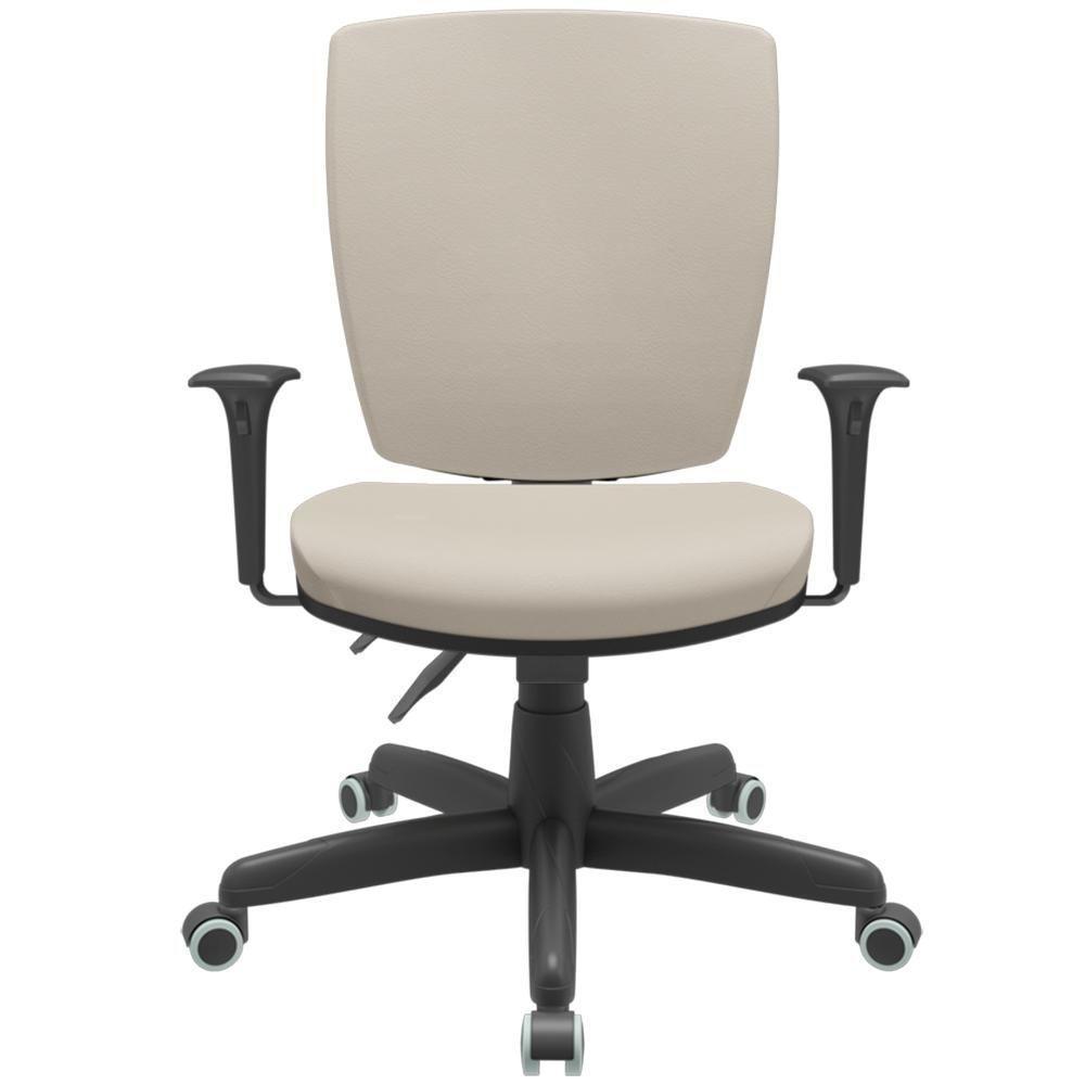 Cadeira De Escritório Diretor Office Base Giratória Preto Alta Flexi P03 Vinil Bege - Lyam - 5