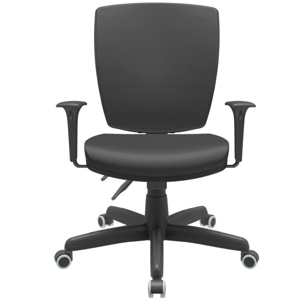 Cadeira De Escritório Diretor Office Base Giratória Preto Alta Flexi P03 Vinil Preto - Lyam - 5