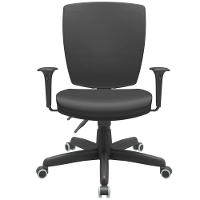 Cadeira De Escritório Diretor Office Base Giratória Preto Alta Flexi P03 Vinil Preto - Lyam - 5