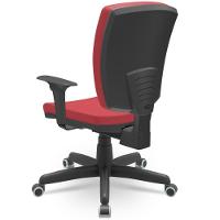 Cadeira De Escritório Diretor Office Base Giratória Preto Alta Flexi P03 Vinil Vermelho - Lyam - 7