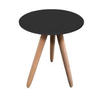 Mesa Lateral Redonda Para Sala Pé De Madeira Retrô Camila B04 - D'rossi Preto - 2