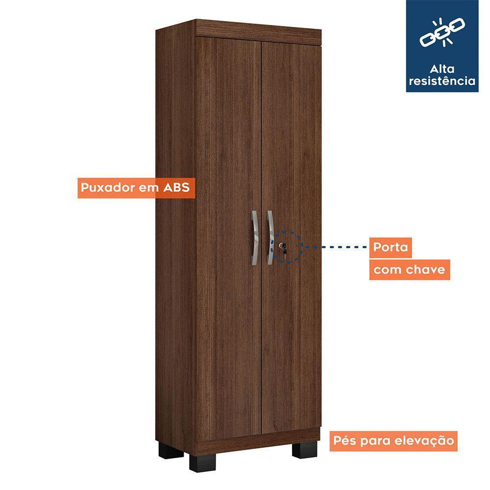 Armário Multiuso 2 Portas Com Chave Asteca Valdemóveis Chocolate - 2