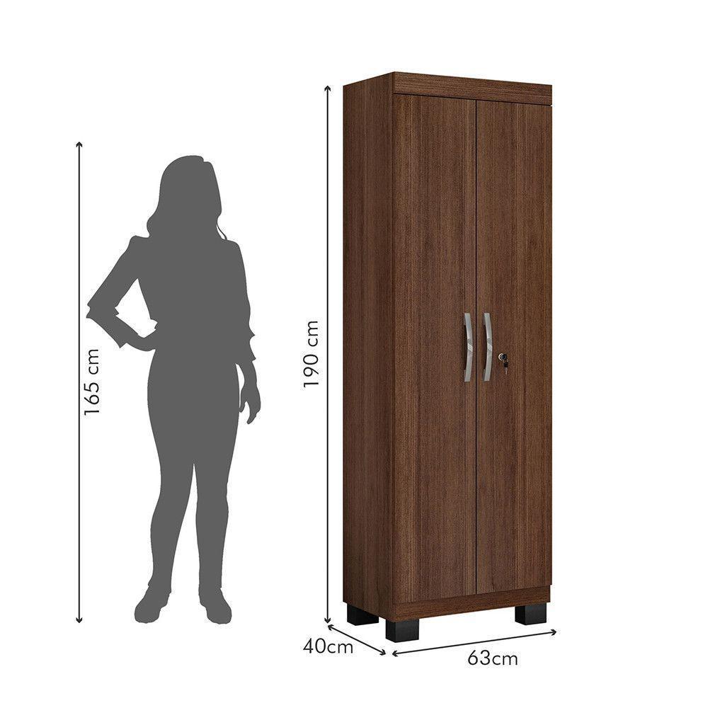 Armário Multiuso 2 Portas Com Chave Asteca Valdemóveis Chocolate - 3