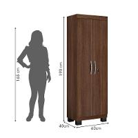 Armário Multiuso 2 Portas Com Chave Asteca Valdemóveis Chocolate - 3