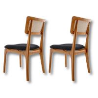 Conjunto 2 Cadeiras De Madeira Viena Linho Preto/cinam. Imbuia - 3