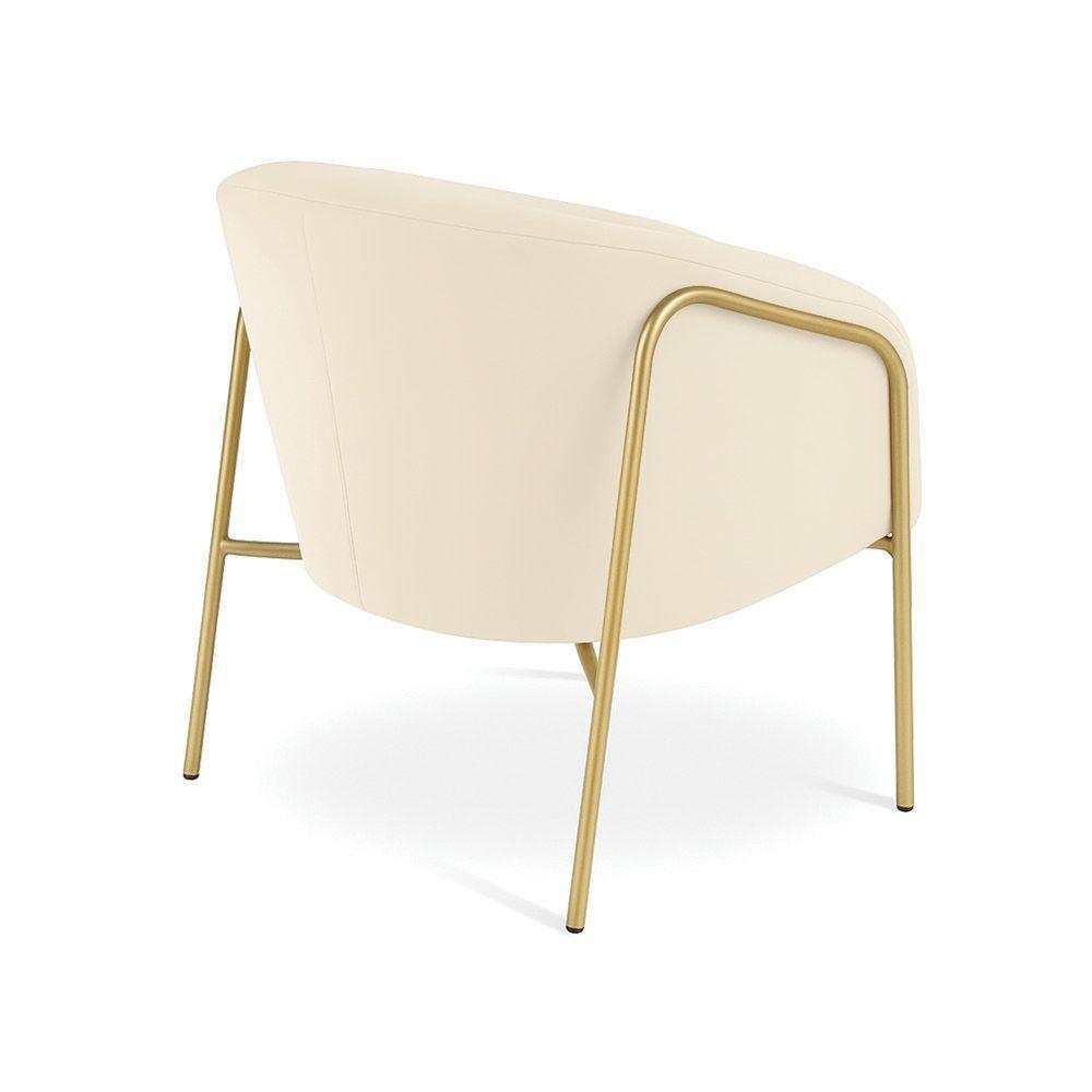 Poltrona Sala Industrial Alta Dourado Kit 2 Stella Veludo D03 - D'rossi Bege - 4