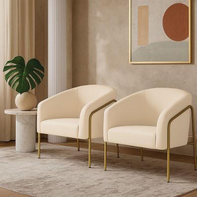 Poltrona Sala Industrial Alta Dourado Kit 2 Stella Veludo D03 - D'rossi Bege