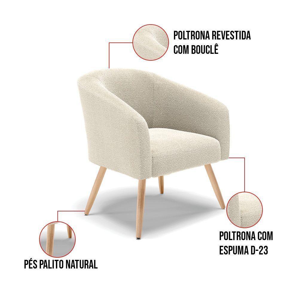 Poltrona Decorativa Pé Palito Natural Stella Bouclê D03 - D'rossi Azul - 3