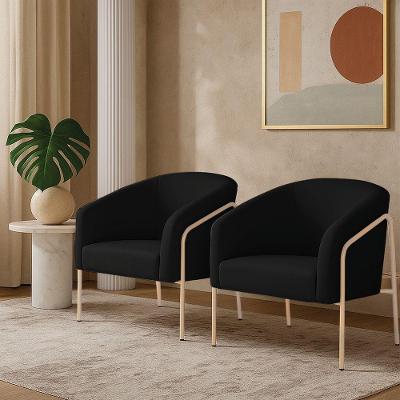 Poltrona Sala Industrial Alta Champanhe Kit 2 Stella Veludo D03 - D'rossi Preto