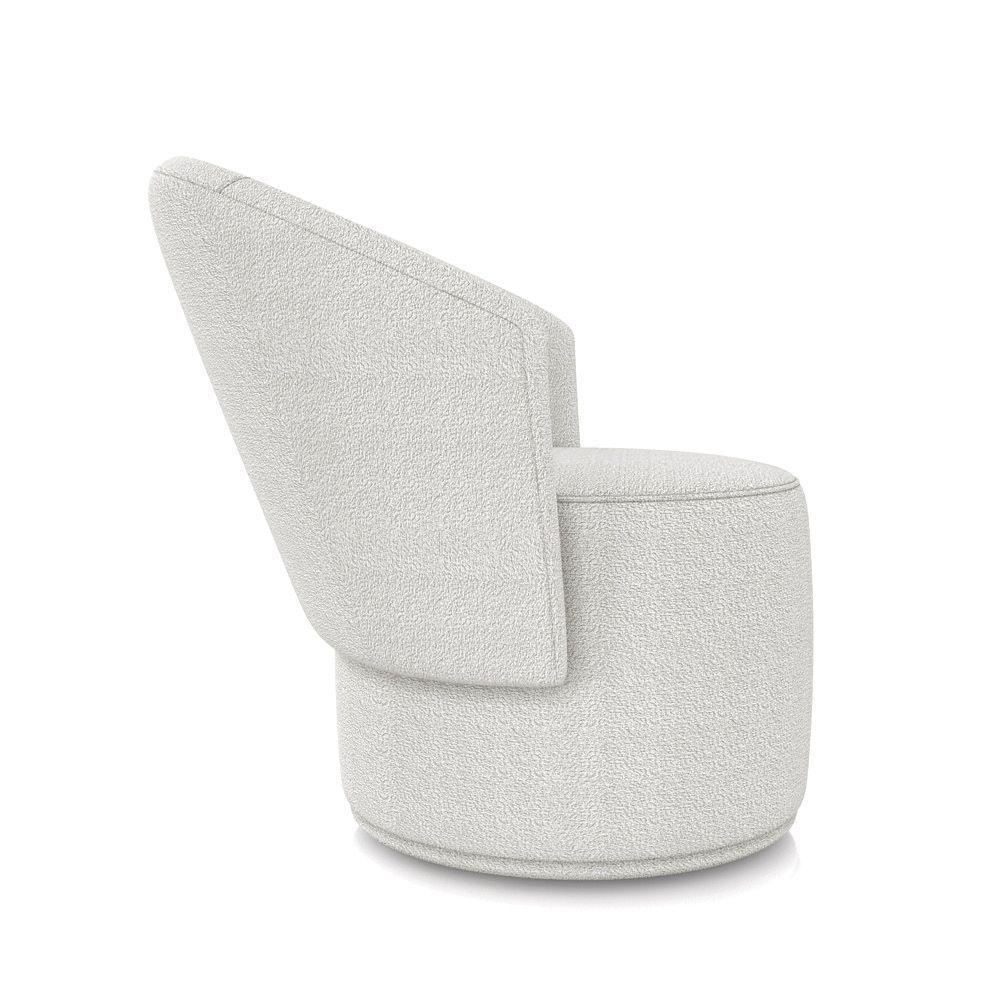 Poltrona Decorativa Orgânica Fixa Para Sala Malu Bouclê Cinza M11 - D'rossi - 5