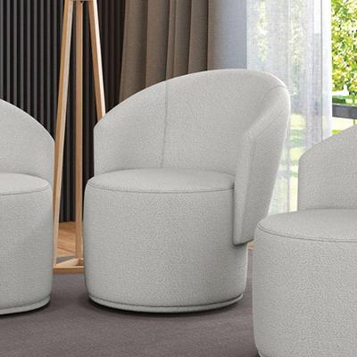 Poltrona Decorativa Orgânica Fixa Para Sala Malu Bouclê Cinza M11 - D'rossi